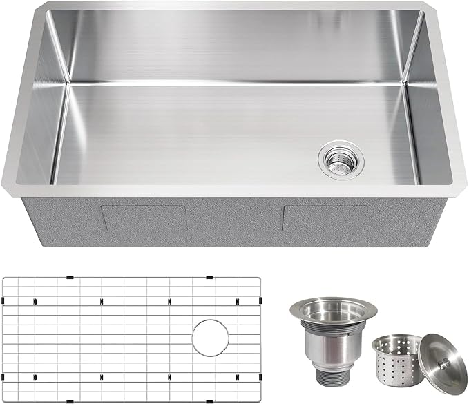 32 Inch Undermount Kitchen Sink, TECASA 18-gauge Stainless Steel Single Bowl - Image 8