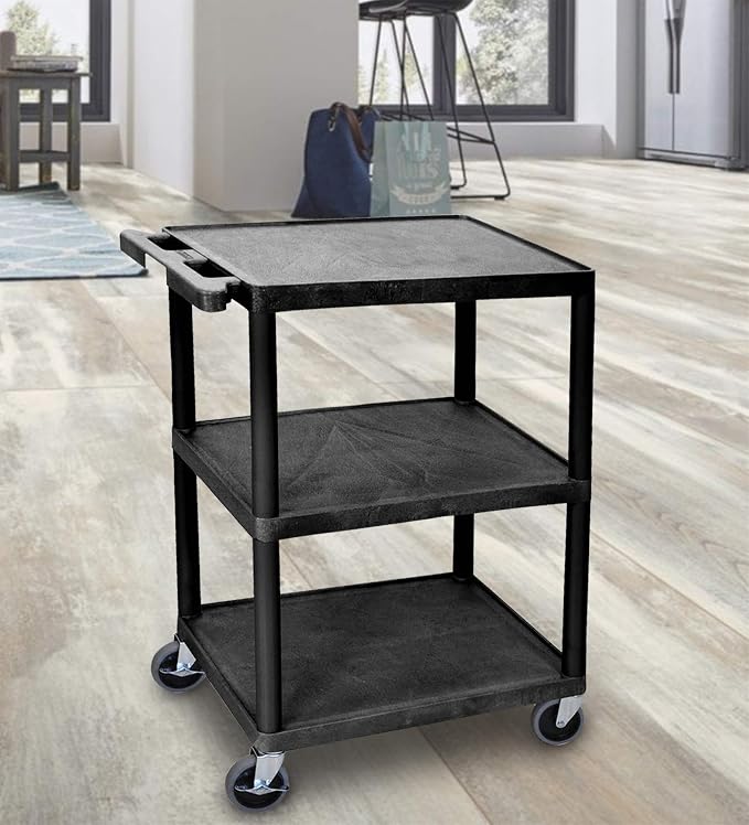 Luxor Multipurpose Storage Utility Cart 3 Shelves Structural Foam Plastic - Image 4
