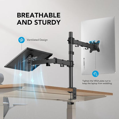 HUANUO Adjustable Monitor Stand, Single Arm Desk Mount - Image 7