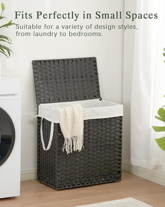Laundry Hamper with Lid Wicker Laundry Basket 112 L Laundry Hampers Handwoven - Image 7