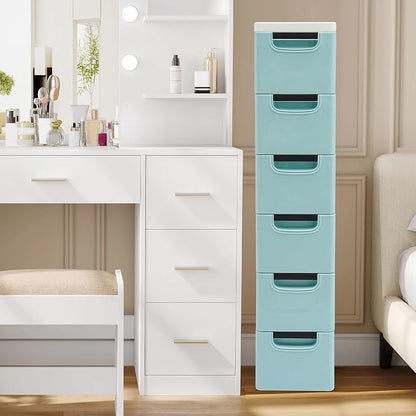 6 Drawers Narrow Slim Plastic Storage Cabinet, Storage Drawer - Image 2