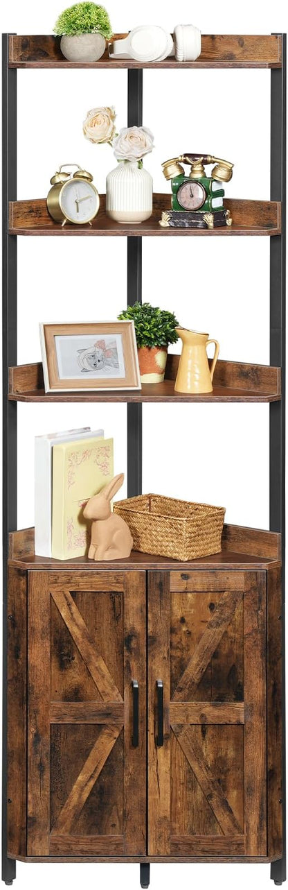 HOOBRO Corner Shelf with Storage, Tall Corner Cabinet, 5-Tier Bookshelf Stand by HOOBRO