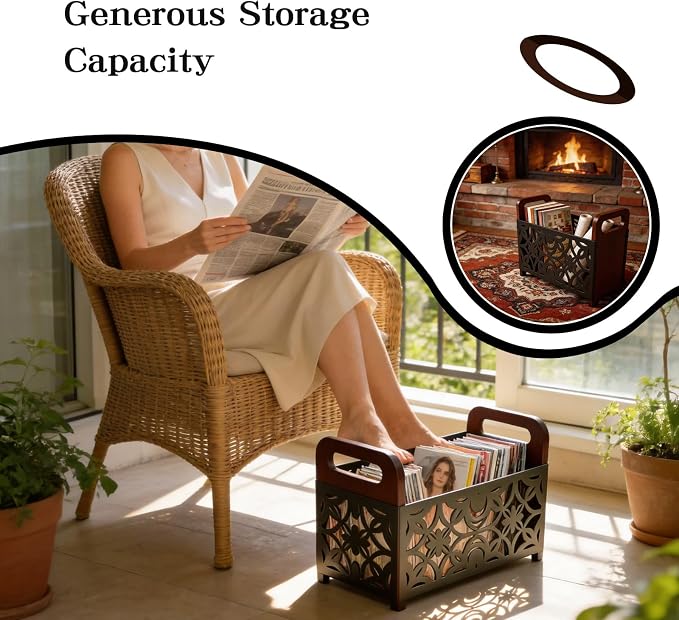 Magazine Holder Floor, Magazine Holder – Wooden & Metal Decorative Magazines - Image 5