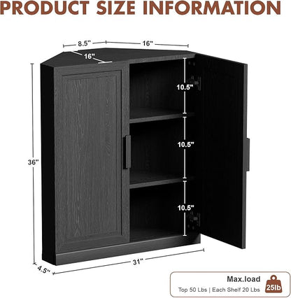 Casaphoria Farmhouse Corner Cabinet, Wooden Corner Storage Cabinet - Image 2