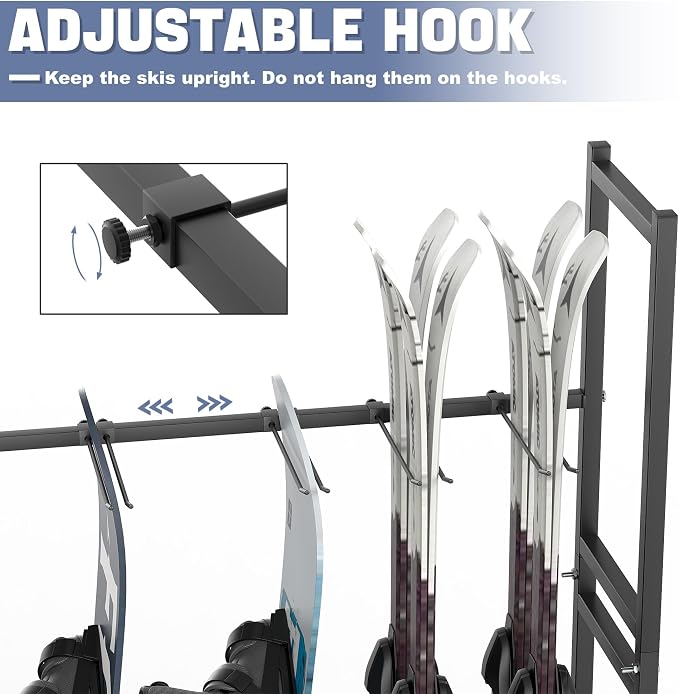 WALMANN Garage Sports Equipment Organizer Stand, Freestanding Ski & Snowboard - Image 5