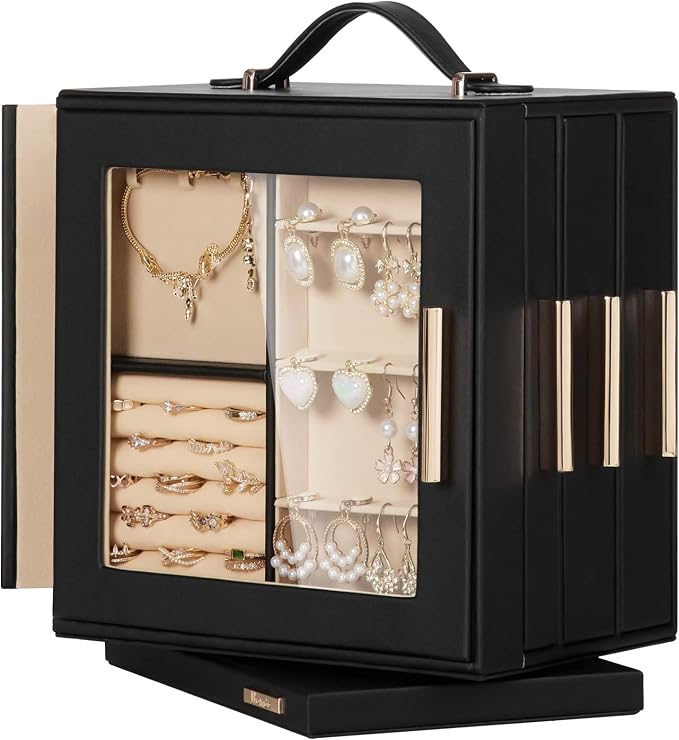 Homde Christmas Gifts Jewelry Box 360° Rotating, Necklace Earring Organizer by Homde