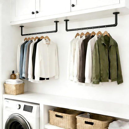 Svyrilk 2 Pack 38.4" Industrial Pipe Clothes Rack | Wall Mounted Heavy Duty - Image 6