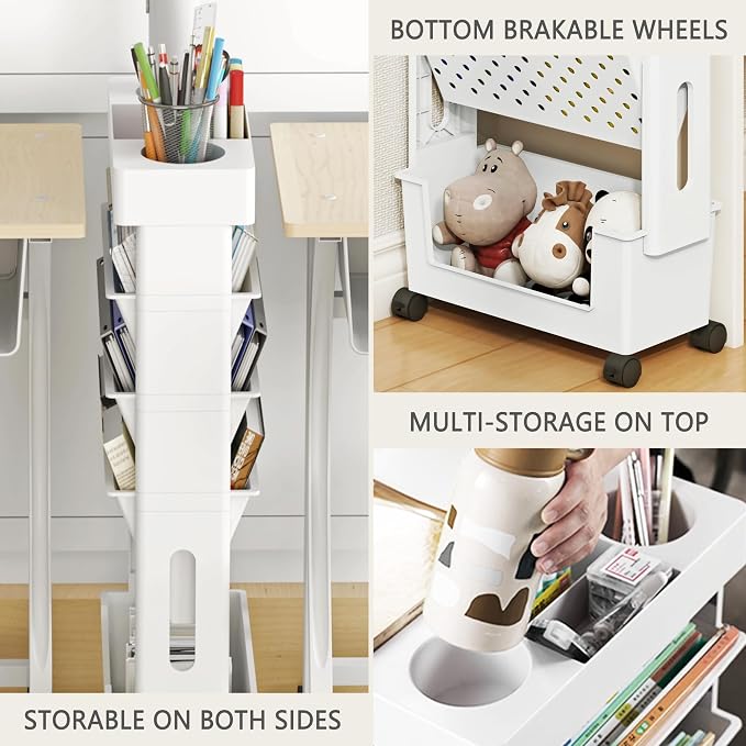 5-Tier Rolling Bookshelf Magazine Rack - Image 6