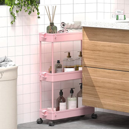 SPACEKEEPER Slim Rolling Storage Cart, 3 Tier Bathroom Organizer Utility Cart - Image 4