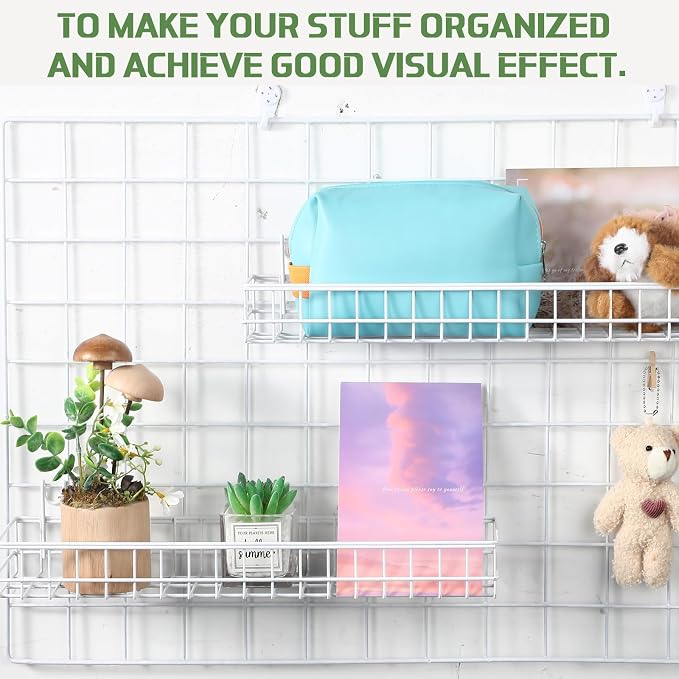 Blulu 4 Pcs 15.75 x 3.94 x 1.97 Inch Metal Grid Wall Baskets - Image 3