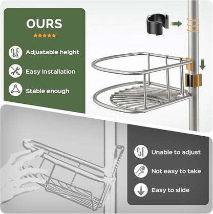 HAMITOR Corner Shower Caddy Tension Pole: 4-Tier Rust-Resistant Adjustable - Image 3