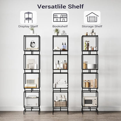 4 Cube Glass Shelf, 4-Tier Bookshelf, Display Shelf Rack, Metal Storage Rack - Image 4