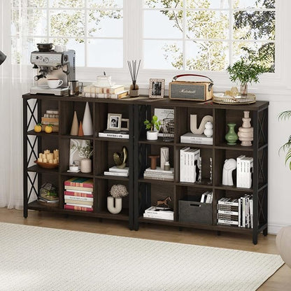 FATORRI 9 Cube Storage Bookshelf, Modern 4 Shelf Book Shelf, Wood and Metal - Image 4