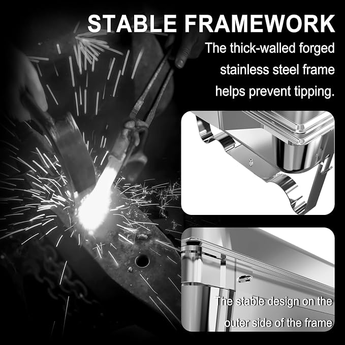 Chafing Dishes for Buffet 2 Pack, 11QT Stainless Steel Food Warmers for Parties - Image 4