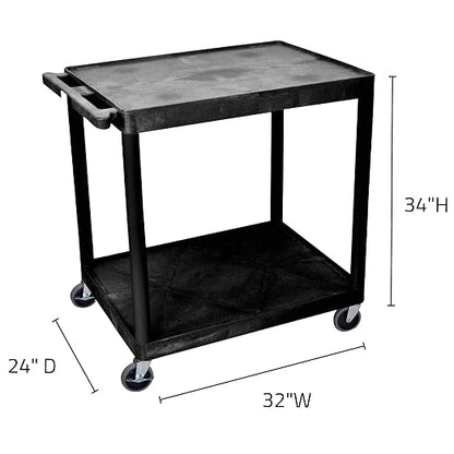 Luxor 2 Shelf Utility Cart Black - Image 3