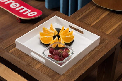 Glossy White Sturdy Acrylic Serving Tray - Image 7