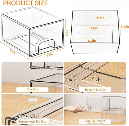 Yieach 8 Pack Small Stackable Storage Bins, Medicine Cabinet Organizer - Image 3