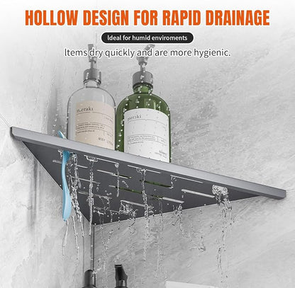Corner Shower Shelves with Rozar Hole, Rustproof Stainless Steel Shower Caddy - Image 5