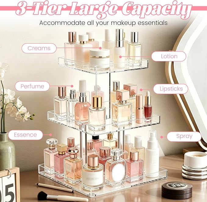 3 Tier Perfume Organizer, Acrylic Perfume Organizer Stand - Image 3