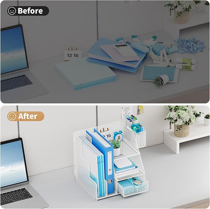 Marbrasse Desk Organizer and Accessories, 3-Tier File Organizer - Image 7