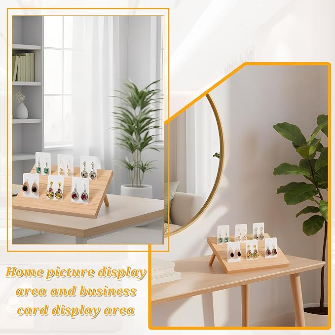 2 Pcs Natural Wood Earring Display Stands - Image 5