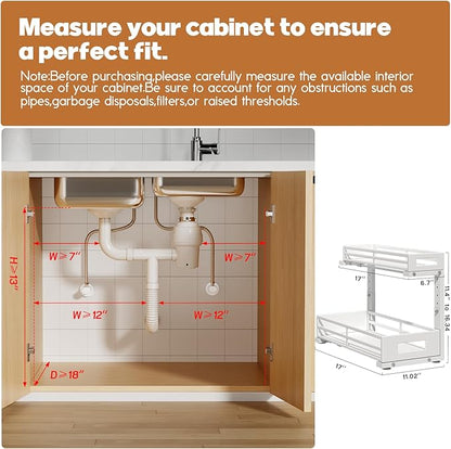 2-Pack 17"Deep Under Sink Organizer And Storage, 2-Tier L-Shaped Pull Out - Image 2
