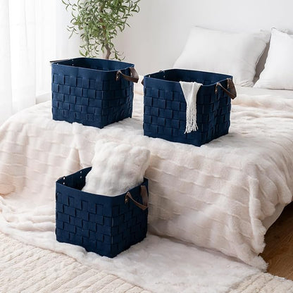 boldmonkey Storage Basket 3 Pack, Cube Felt Fabric Storage Box - Image 6