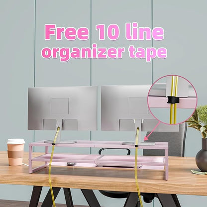 Simple Trending 2 Tier Metal Dual Monitor Stand Riser, Computer Office Desktop - Image 5