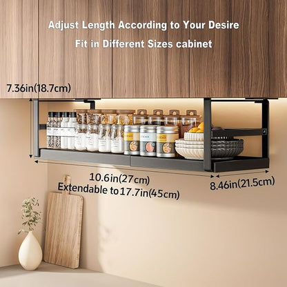 Hanging Under Shelf Storage Basket, Adjustable Width Under Cabinet Add-on - Image 2