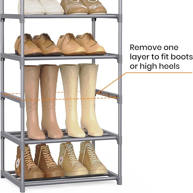 10 Tiers Tall Shoe Rack Narrow 20-24 Pairs Shoe Rack - Image 5