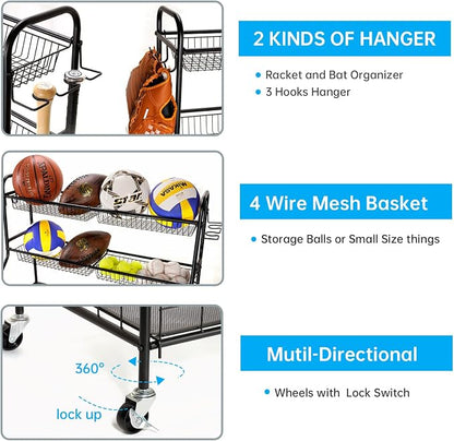 Kinghouse Garage Sports Equipment Organizer, Ball Storage Rack, Toy Storage - Image 4