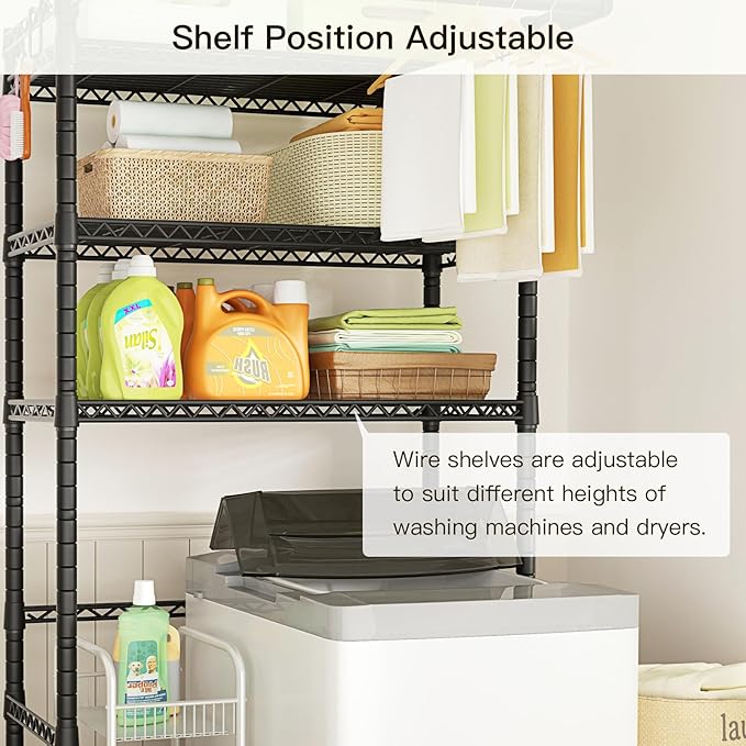 Ulif U11 Over Washer and Dryer Shelves, 3 Tiers Laundry Room Storage and - Image 4