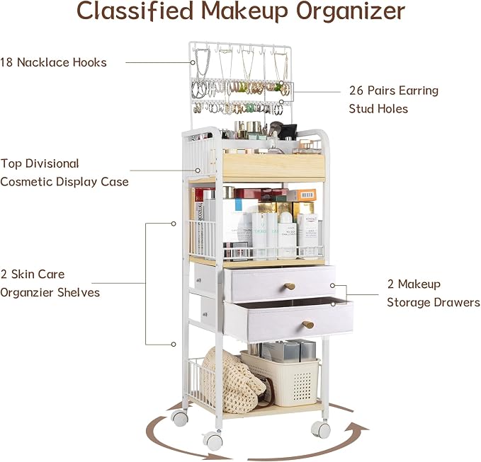 YGJT Makeup Organizer, Floor Skincare Cosmetics Organizer - Image 4