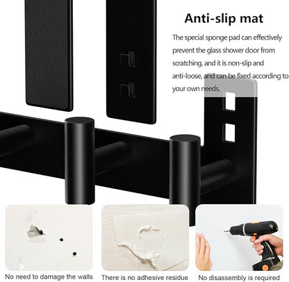 PMMASTO No-Drill Extra Long Shower Hooks, Fits 3/8" Thick Door, Heavy Duty - Image 5