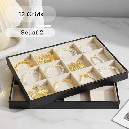 Large Jewelry Organizer Tray 2 Pack, Stackable Jewelry Storage Holder - Image 3
