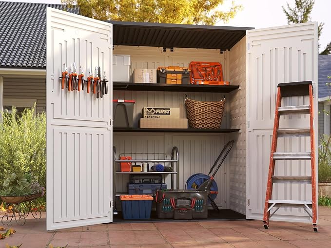 EHHLY Vertical Resin Storage Shed, 60 Cuft Garden Tool Sheds & Outdoor Storage - Image 7