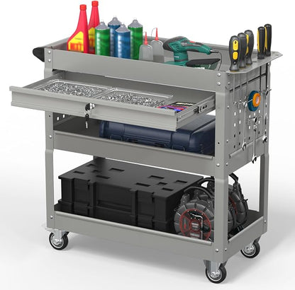 3 Tier Rolling Tool Cart on Wheels, 550 LBS Tool Cart by Cobinery