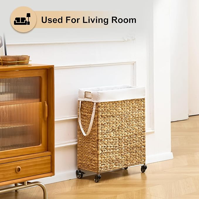 Rolling Laundry Hamper with Wheels, Slim Laundry Basket with Removable Liner - Image 6