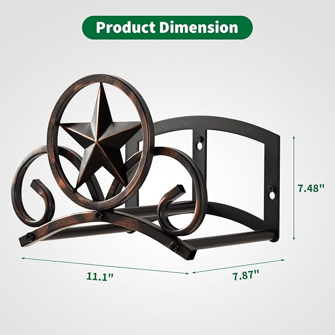 Garden Hose Holder Wall Mounted Decorative, Heavy Duty Metal Hose Hanger - Image 2