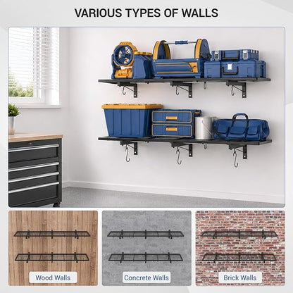 2-Pack 1x4ft Heavy Duty Garage Wall Shelving, 320 lbs Load Capacity, Garage - Image 8