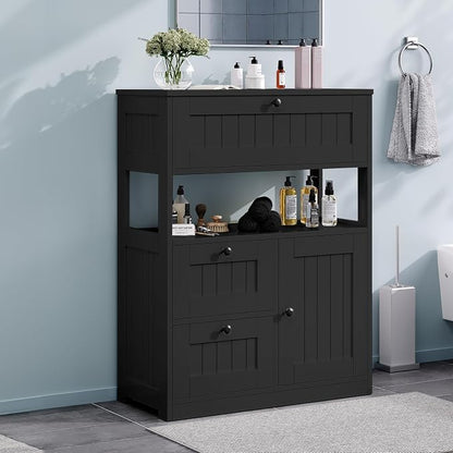 GRUSIGN Storage Cabinet, Modern Bathroom Floor Storage Cabinet Organizer - Image 4