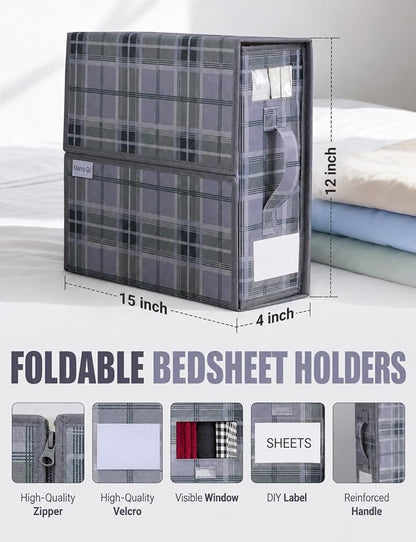 4 Pack Bed Sheet Organizer and Storage - Image 2
