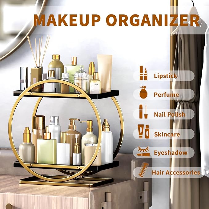 Makeup Organizer for Vanity, 2-Tier Bathroom Countertop Organizers, Bathroom - Image 6