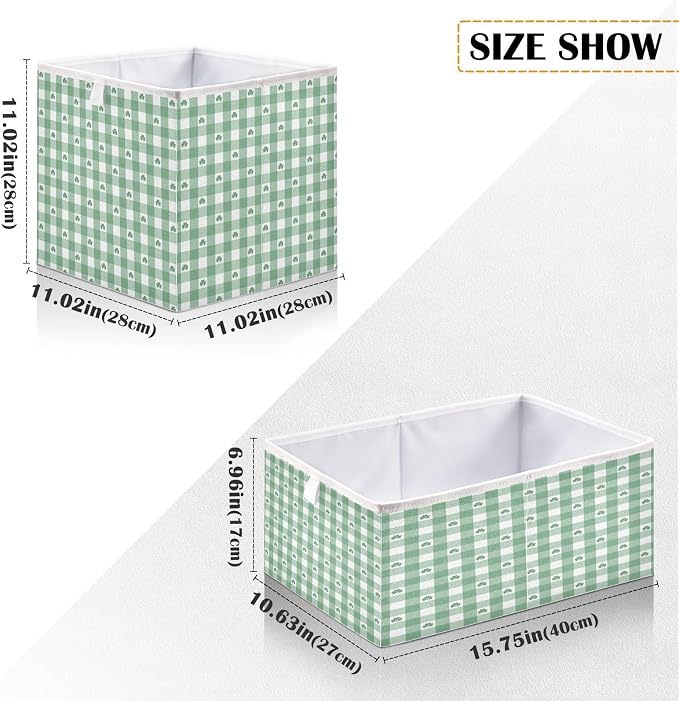 Green White Gingham Pattern Shamrocks Closet Organizers Storage Cubes Storage - Image 3