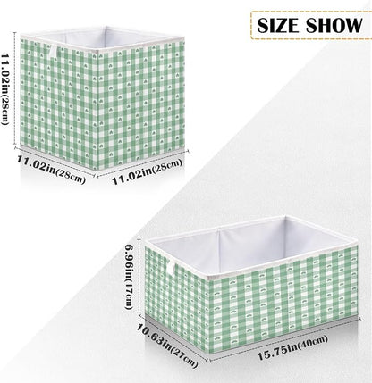 Green White Gingham Pattern Shamrocks Closet Organizers Storage Cubes Storage - Image 3