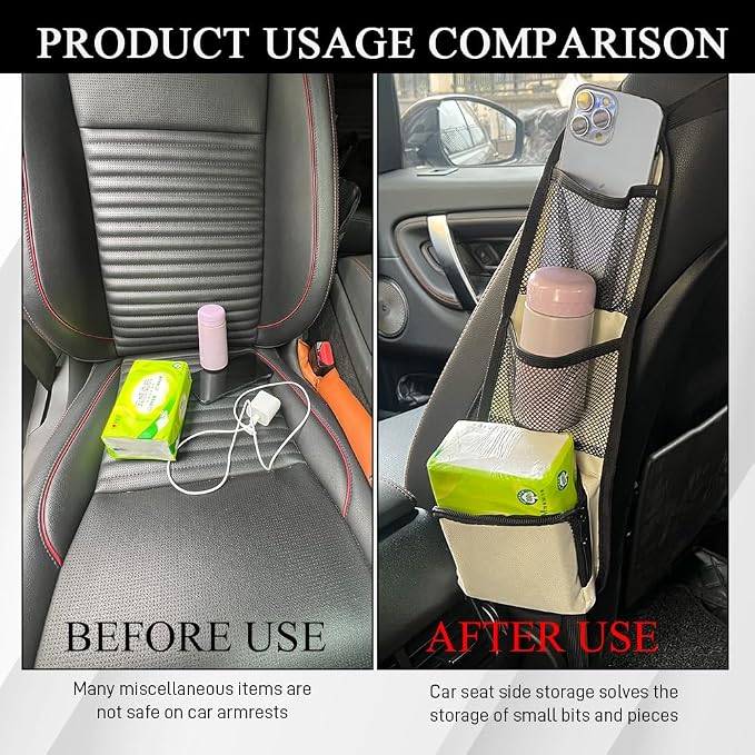 2PCS Car Seat Side Organizer, Seat Side Storage Pocket, Car Multi-Pockets - Image 4
