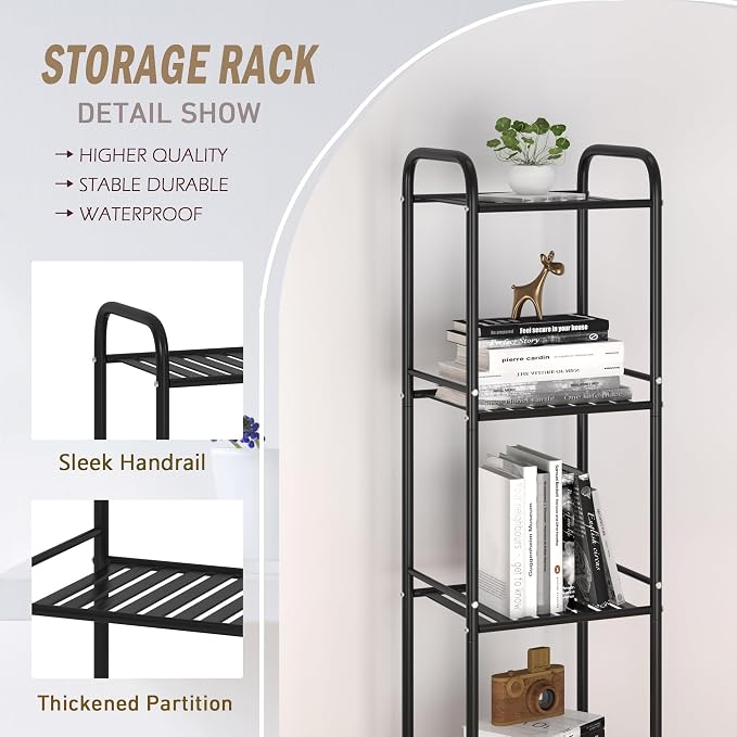 JSB 3 Tier Narrow Bathroom Shelving Unit, Kitchen Storage Rack Organizer Metal - Image 3