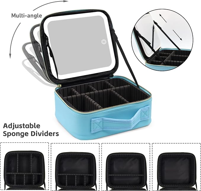 Makeup Organizer Bag with Mirror, Lighted Travel Makeup Bag 3 Colors Modes - Image 4