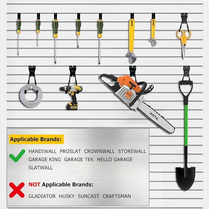 Slatwall Accessories, 22 Pack Heavy Duty Steel Slatwall Hooks, Garage and - Image 5