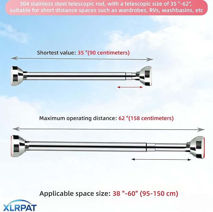 Telescopic clothes rod, adjustable clothesline rod, shower curtain rod - Image 2